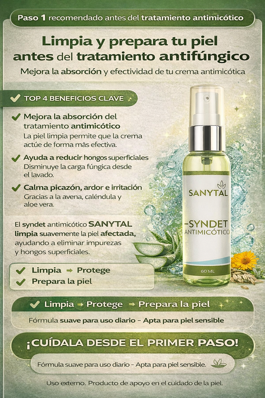 Jabon Syndet Antimicótico Sanytal Limpieza y Preparación de la Piel antes del Tratamiento Antimicótico